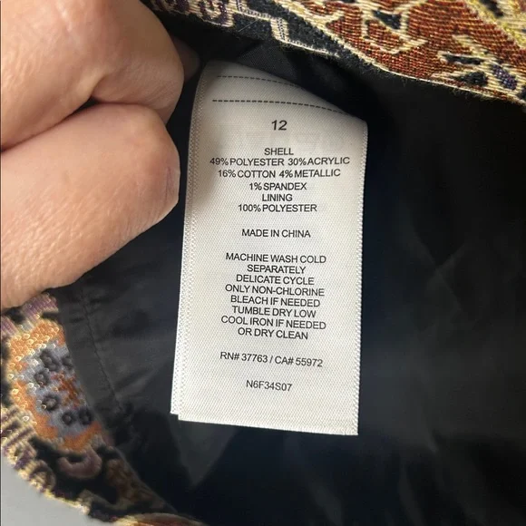 Laundry by Shelli Segal Tapestry Brocade Metallic skirt Old Money Boho Sz 12 - Picture 6 of 6